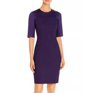 Boss Danufa Satin-Sleeve Sheath Dress Sz 4